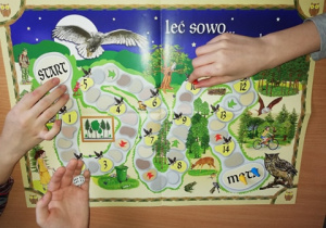 Gra planszowa z zagadkami dotyczącymi drzew występujących w lesie